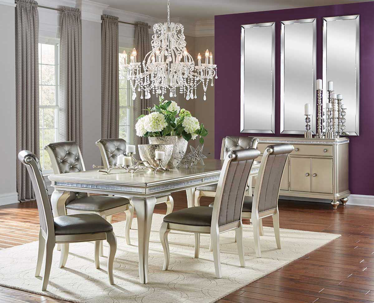 Silver 5 Pc Dining Set Bad Home, Crystal Dining Table Set