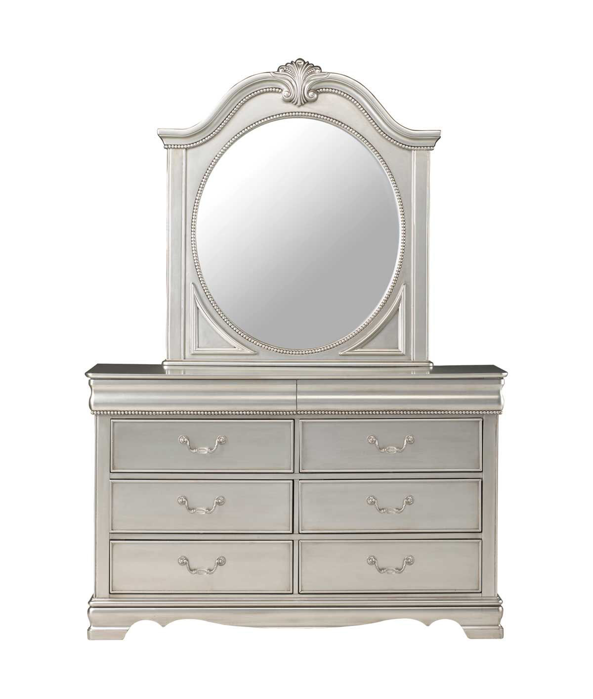 Grace Silver Dresser Mirror Bad, Mirror Glass Dresser Set