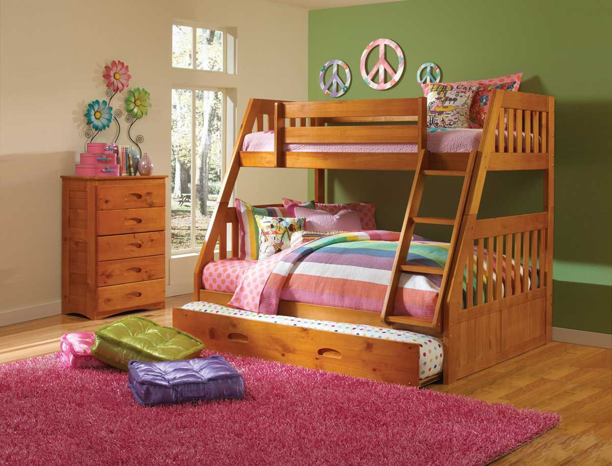 pink twin over full bunk bed