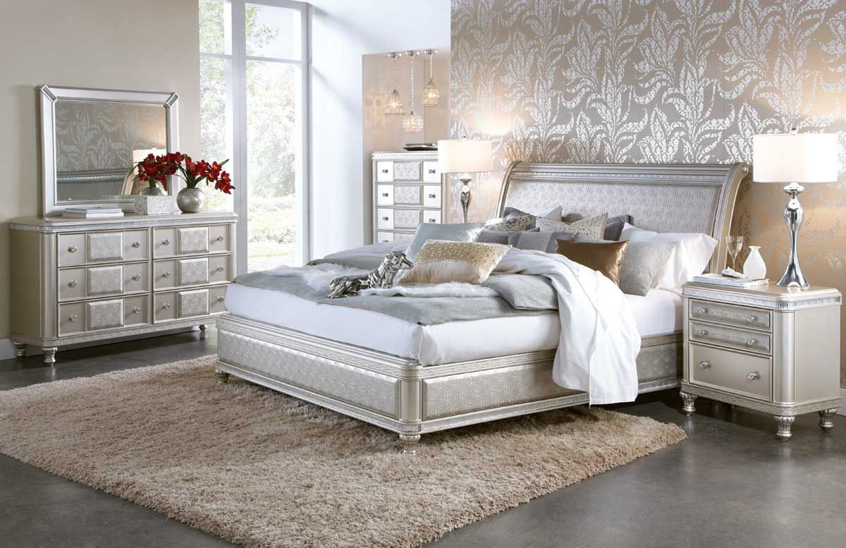 silver glam bedroom set