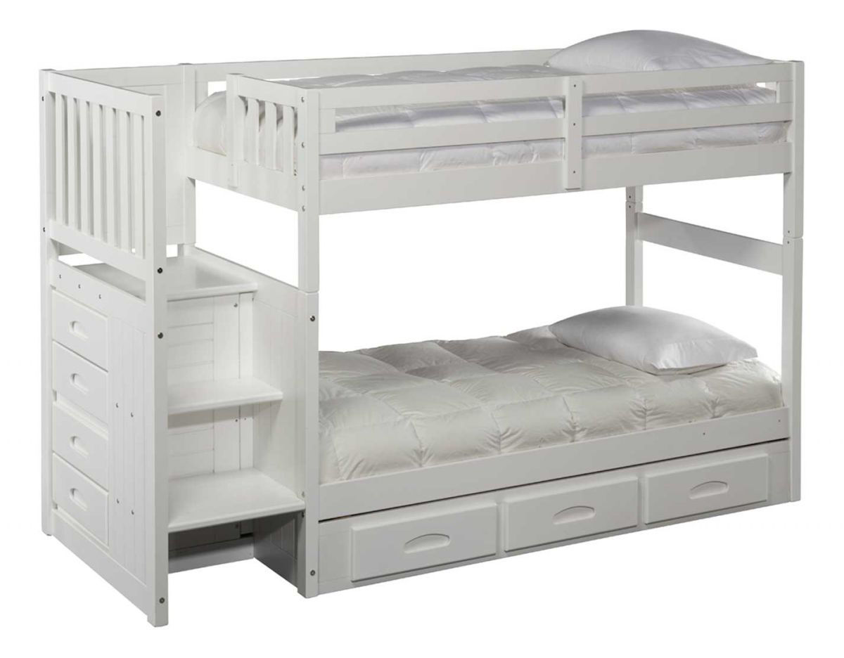 Madison White Twin Stairbed Bunk Beds, Madison Bunk Bed White