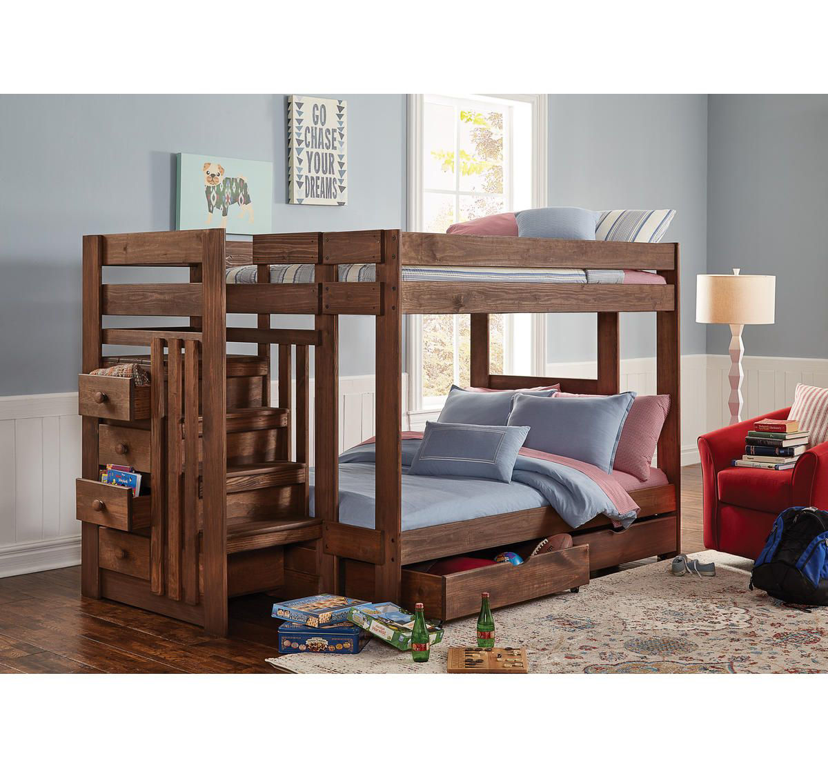 Baylee Full Stairbed Bad Home, Full Over Full Size Bunk Beds
