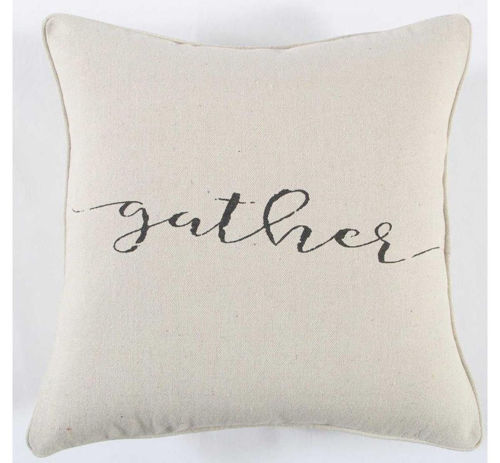 Picture of BLACK/CREAM GATHER THROW PILLOW