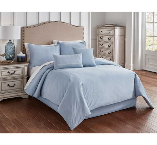 Picture of CHAMBRAY BLUE 6 PIECE QUEEN LINEN SET