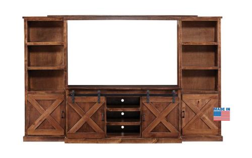 Living Room Entertainment Centers, Tall Tv Stand Bookcase Cherry Brown