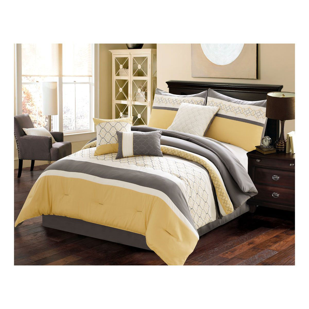 Picture of UPLIFTING YELLOW 7 PIECE QUEEN LINEN SET