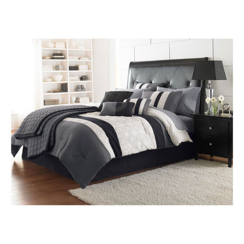 Picture of BLACK AND WHITE 7 PIECE KING LINEN SET