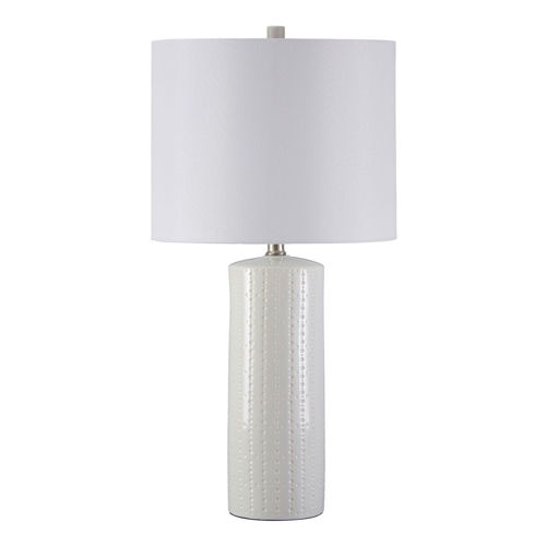 Picture of WHITE CERAMIC TABLE LAMP PAIR
