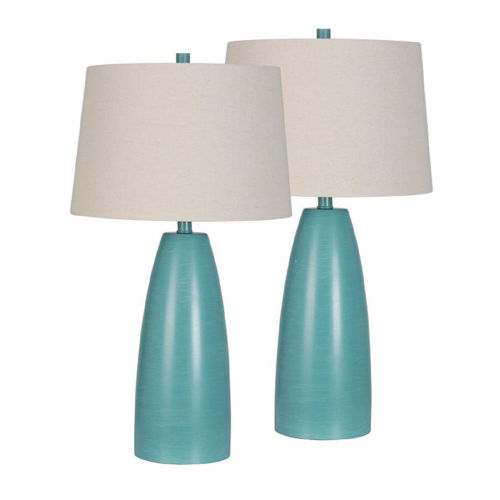 Picture of TEAL TABLE LAMP PAIR