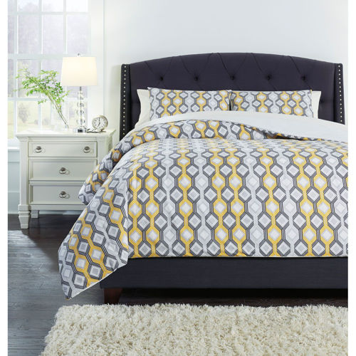 Picture of GREY/YELLOW COMFORTER SET