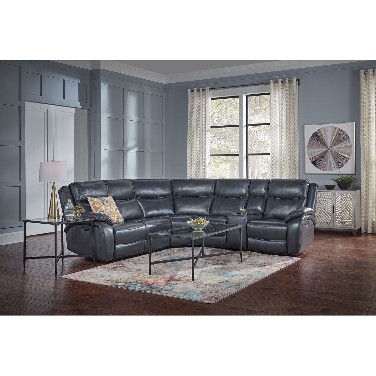 Picture of LENNOX LEATHER 6PC TRIPLE POWER RECLINING SECTIONAL