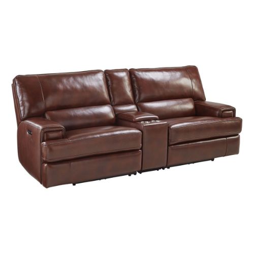 Picture of OXFORD LEATHER TRIPLE POWER RECLINING CONSOLE SOFA