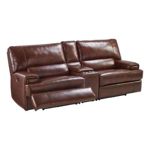Picture of OXFORD LEATHER TRIPLE POWER RECLINING CONSOLE SOFA