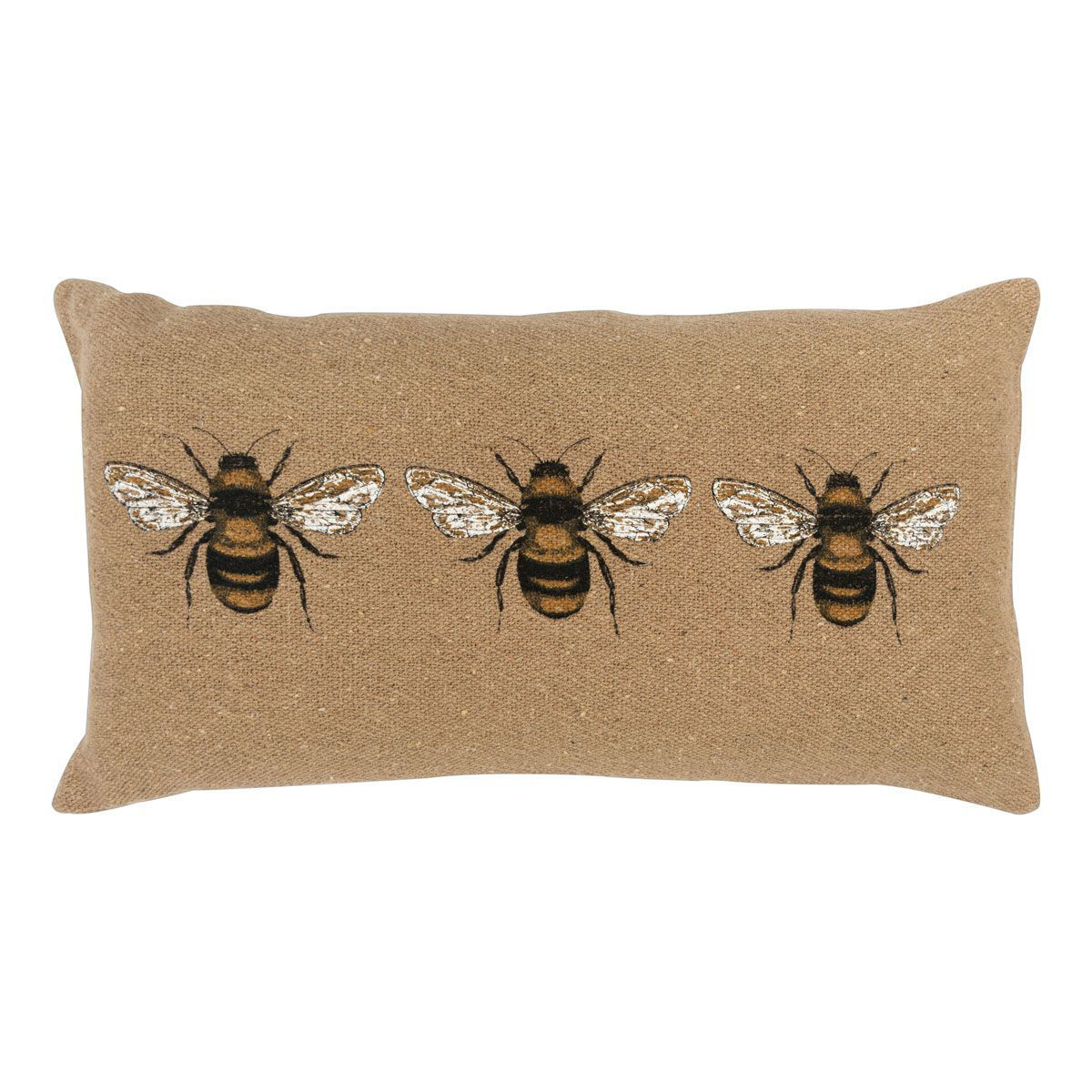 Picture of RECYCLED COTTON BURLAP BEE THROW PILLOW