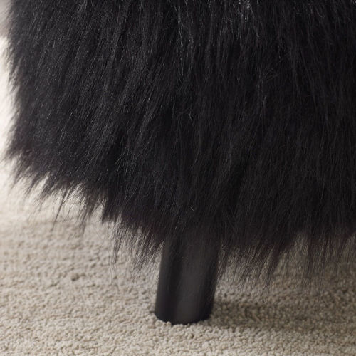 Picture of BLACK FAUX FUR STOOL