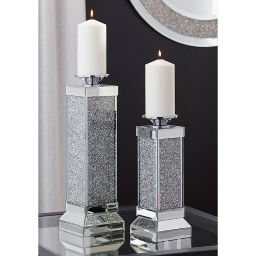 Picture of BEVELED MIRROR CANDLE HOLDER SET