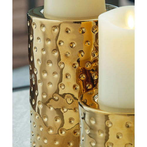 Picture of HAMMERED LOOK CANDLE HOLDER TRIO