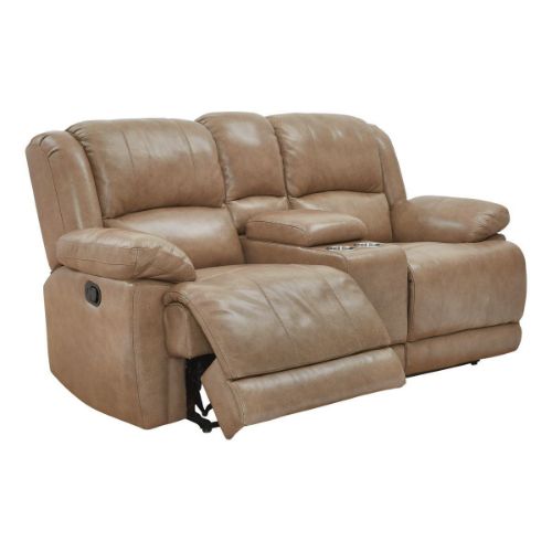 Picture of VICTOR LEATHER MANUAL RECLINING CONSOLE LOVESEAT