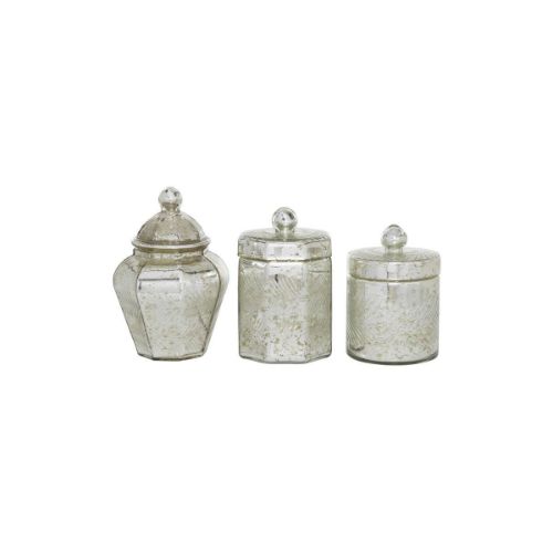 Picture of SILVER GLASS JAR SET OF 3