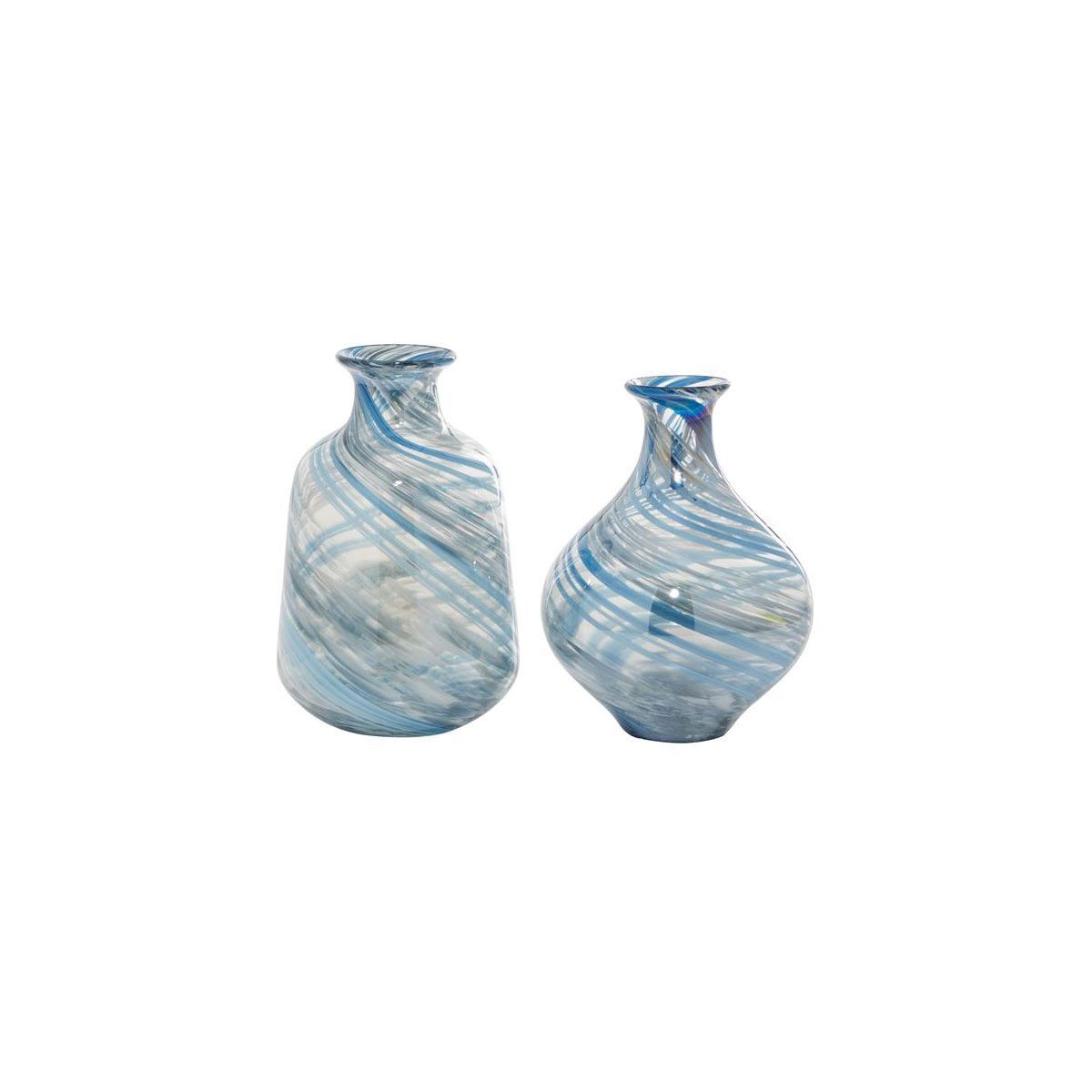 Picture of BLUE GLASS VASE SET OF 2