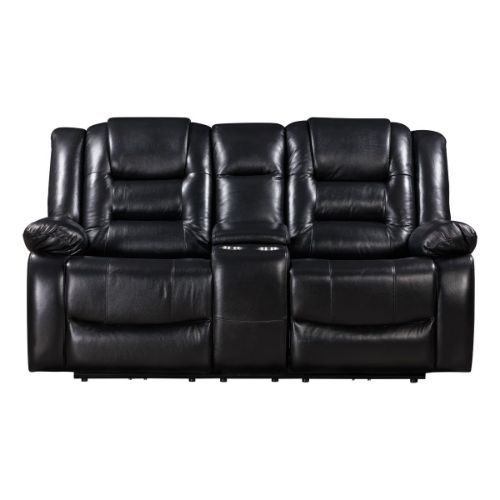 Picture of NEXUS BLACK LEATHER DUAL POWER RECLINING CONSOLE LOVESEAT